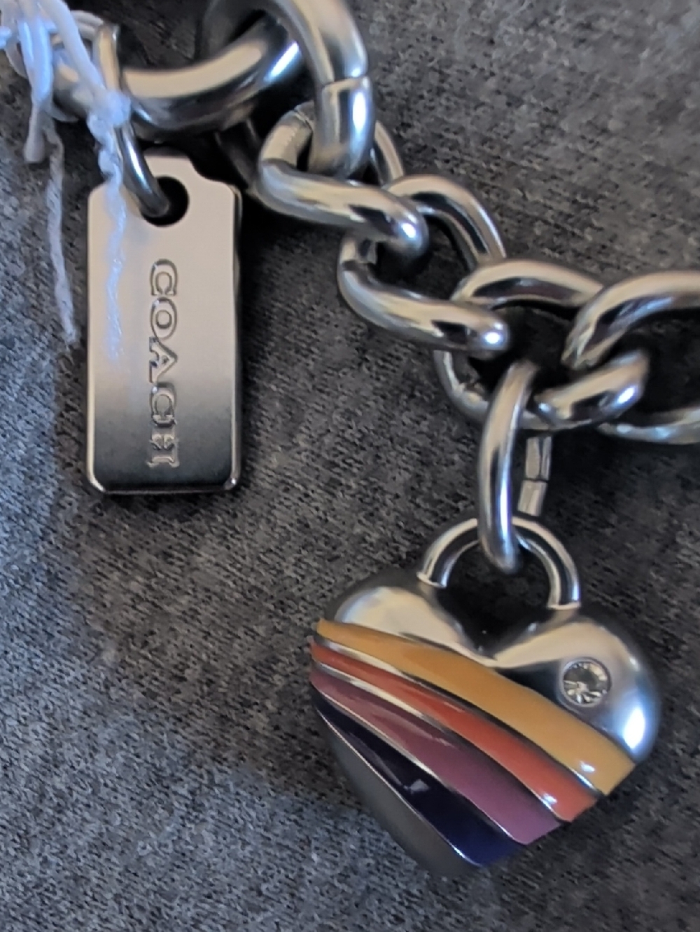 Coach Motif Chain Bag Charm In Silvertoned Hardware - Picture 11 of 13